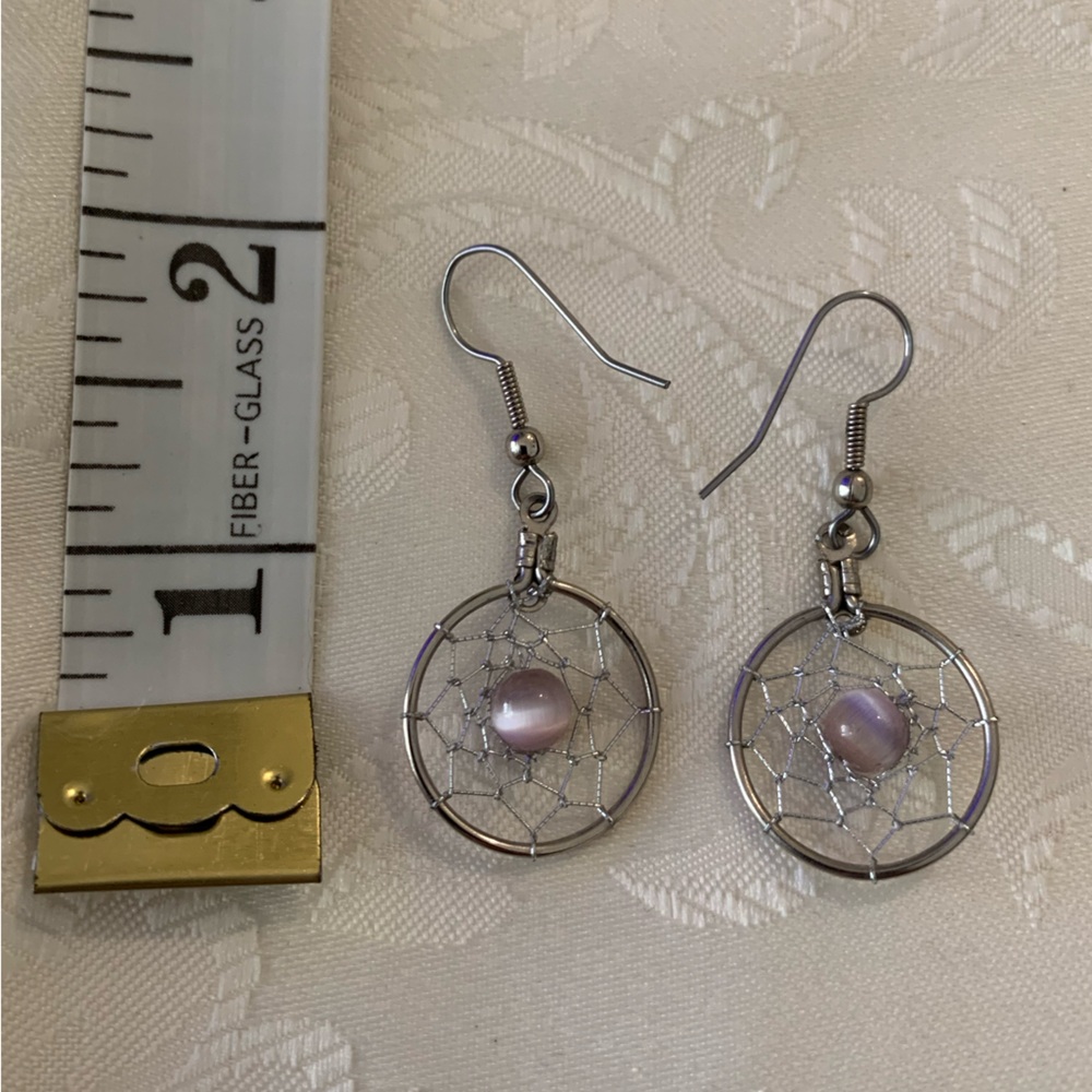 Silver and Purple Dreamcatcher Earrings